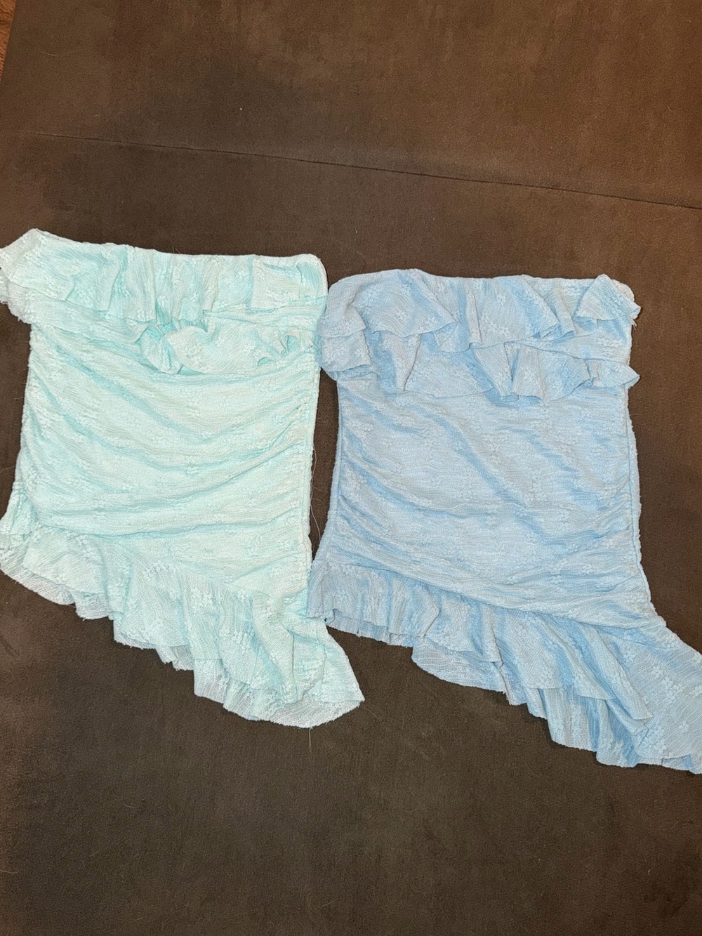 Electric Family Ruffled Asymmetrical tops - Aqua & Light Blue